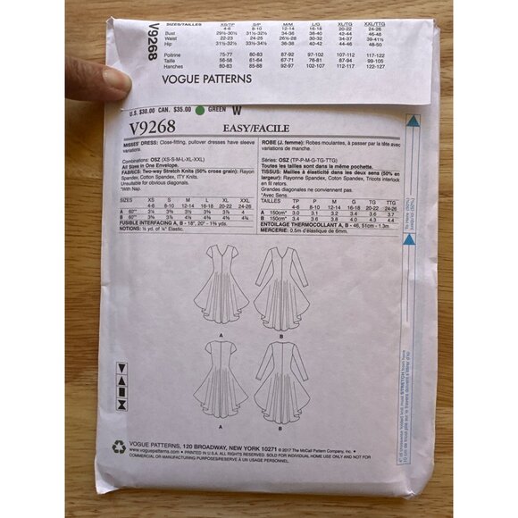 Vogue V9268 Kathryn Brenne Dress Pattern OSZ Asymmetrical Hem Sewing Pattern - Picture 3 of 4